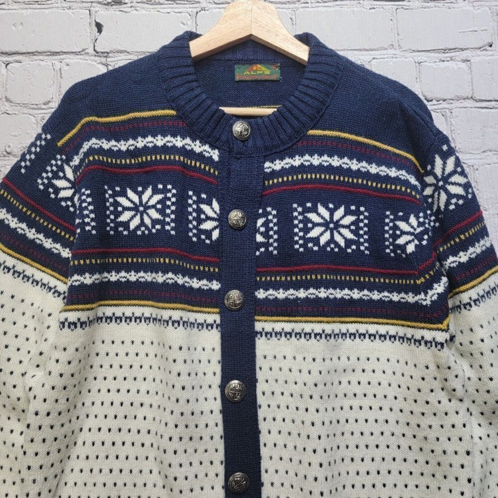 Vintage Alps Knitmeister‎ Nordic Winter Ski Cardigan Sweater Size XL - Picture 2 of 12